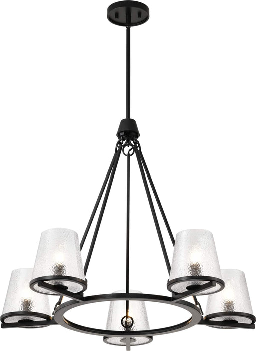 Chandelier Nuvo 60-8258 Valentine - 5 Light Chandelier - Black Finish - Hammered Glass Nuvo