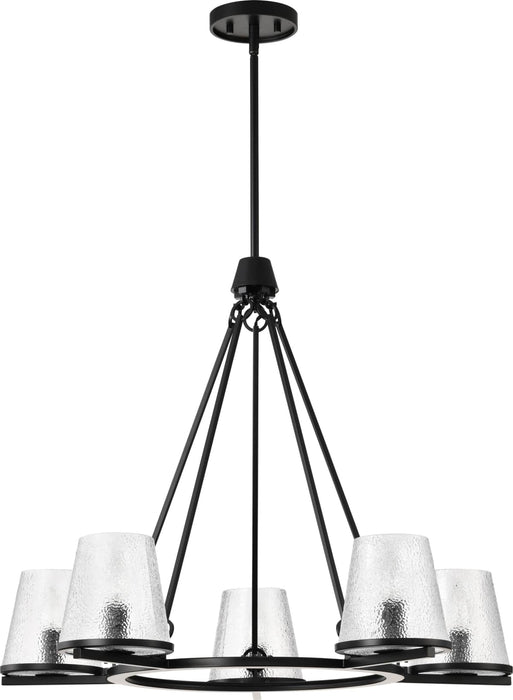 Chandelier Nuvo 60-8258 Valentine - 5 Light Chandelier - Black Finish - Hammered Glass Nuvo