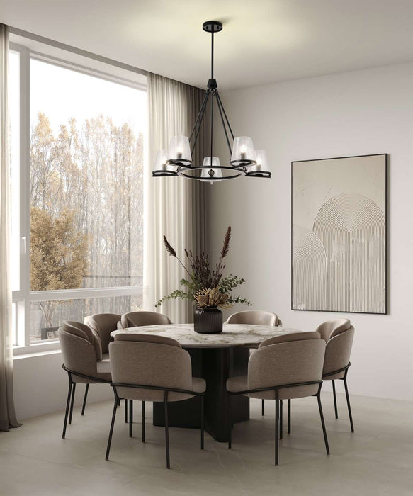 Chandelier Nuvo 60-8258 Valentine - 5 Light Chandelier - Black Finish - Hammered Glass Nuvo
