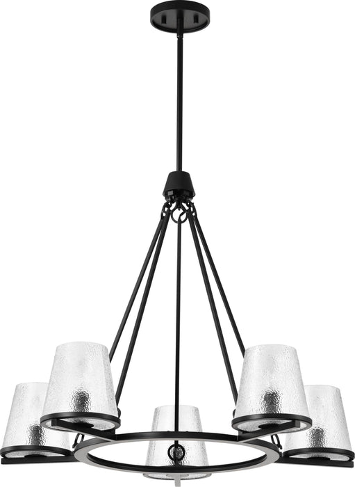 Chandelier Nuvo 60-8258 Valentine - 5 Light Chandelier - Black Finish - Hammered Glass Nuvo