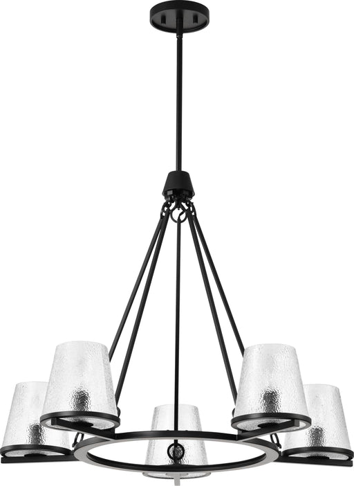 Chandelier Nuvo 60-8258 Valentine - 5 Light Chandelier - Black Finish - Hammered Glass Nuvo