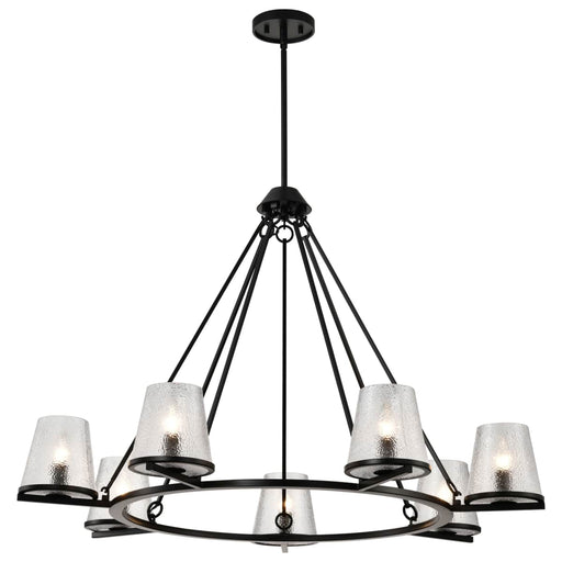 Chandelier Nuvo 60-8259 Valentine - 7 Light Chandelier - Black Finish - Hammered Glass Nuvo