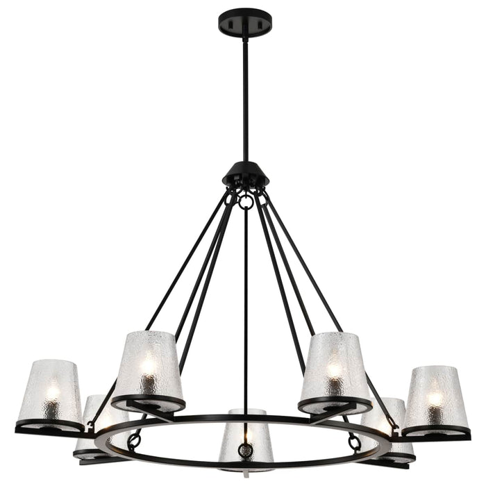 Chandelier Nuvo 60-8259 Valentine - 7 Light Chandelier - Black Finish - Hammered Glass Nuvo