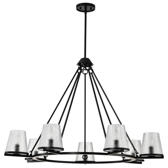 Chandelier Nuvo 60-8259 Valentine - 7 Light Chandelier - Black Finish - Hammered Glass Nuvo