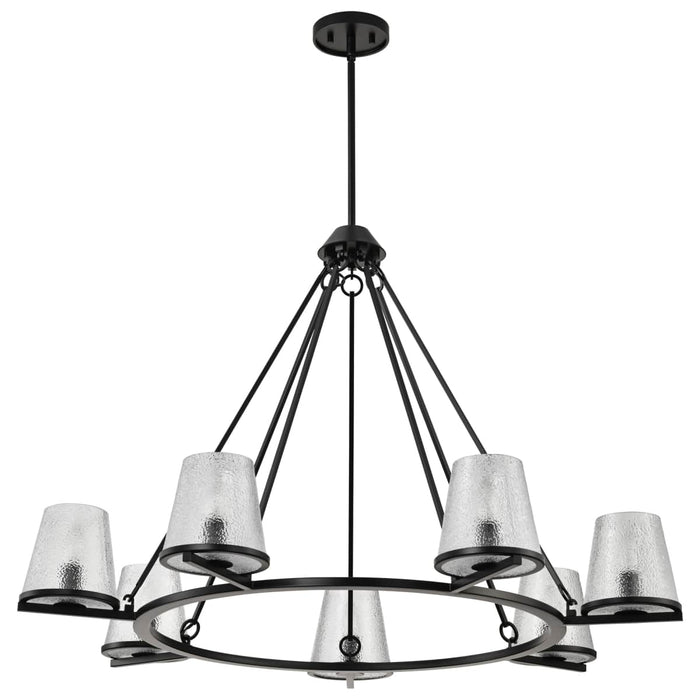 Chandelier Nuvo 60-8259 Valentine - 7 Light Chandelier - Black Finish - Hammered Glass Nuvo