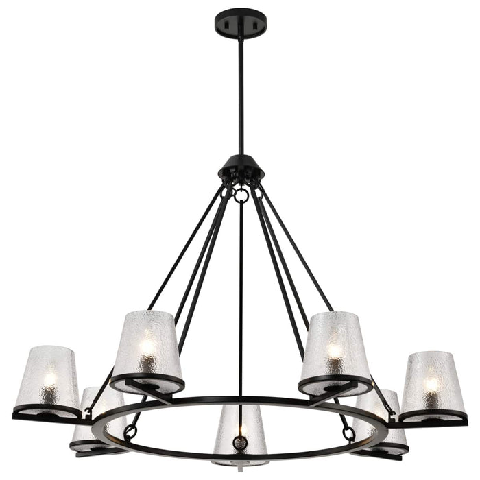 Chandelier Nuvo 60-8259 Valentine - 7 Light Chandelier - Black Finish - Hammered Glass Nuvo