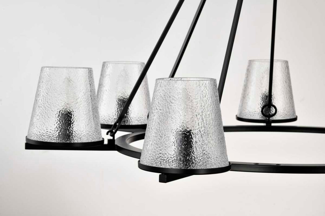 Chandelier Nuvo 60-8259 Valentine - 7 Light Chandelier - Black Finish - Hammered Glass Nuvo