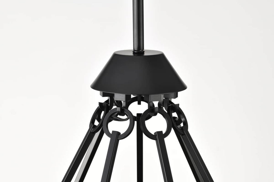Chandelier Nuvo 60-8259 Valentine - 7 Light Chandelier - Black Finish - Hammered Glass Nuvo