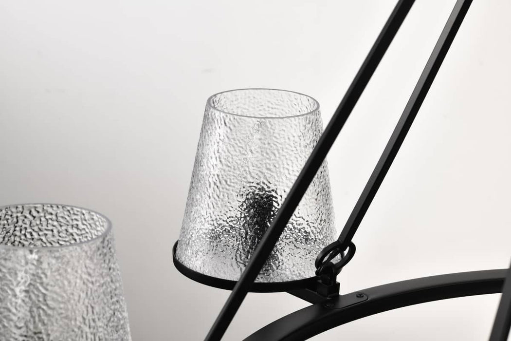 Chandelier Nuvo 60-8259 Valentine - 7 Light Chandelier - Black Finish - Hammered Glass Nuvo