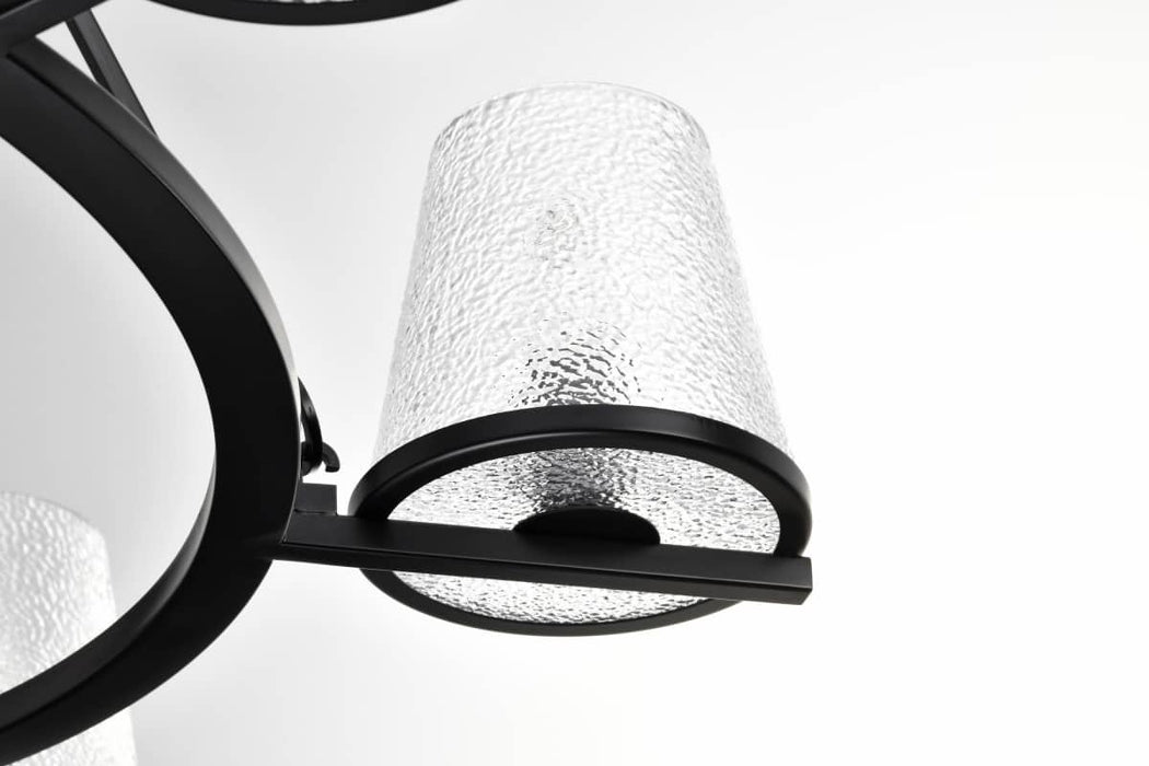 Chandelier Nuvo 60-8259 Valentine - 7 Light Chandelier - Black Finish - Hammered Glass Nuvo