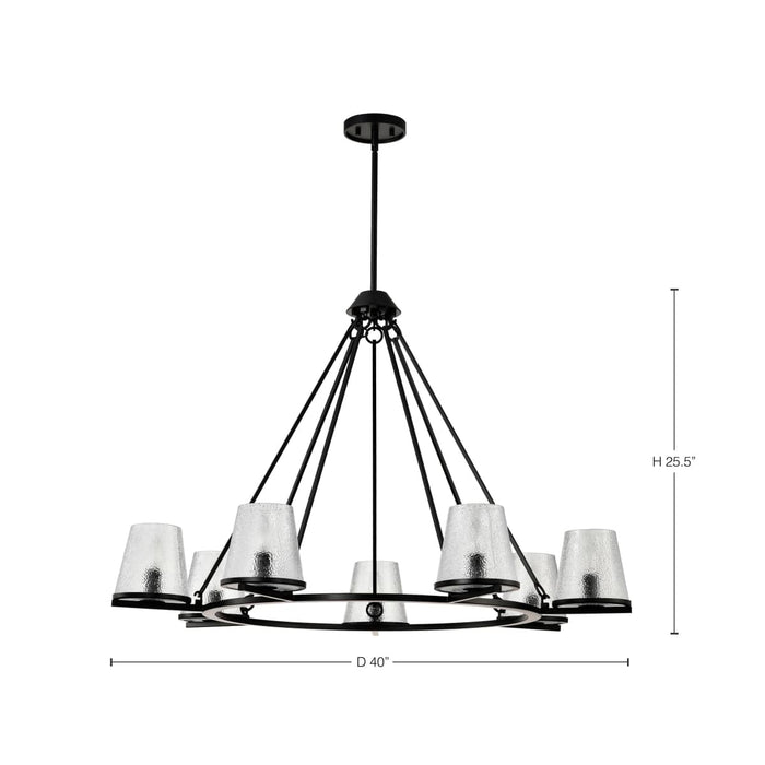 Chandelier Nuvo 60-8259 Valentine - 7 Light Chandelier - Black Finish - Hammered Glass Nuvo