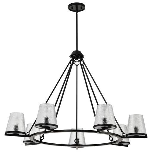 Chandelier Nuvo 60-8259 Valentine - 7 Light Chandelier - Black Finish - Hammered Glass Nuvo