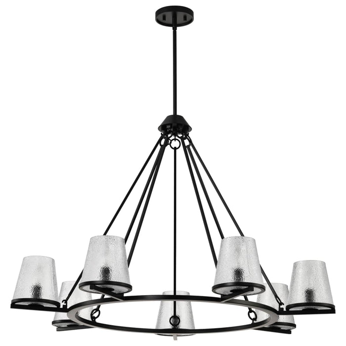 Chandelier Nuvo 60-8259 Valentine - 7 Light Chandelier - Black Finish - Hammered Glass Nuvo