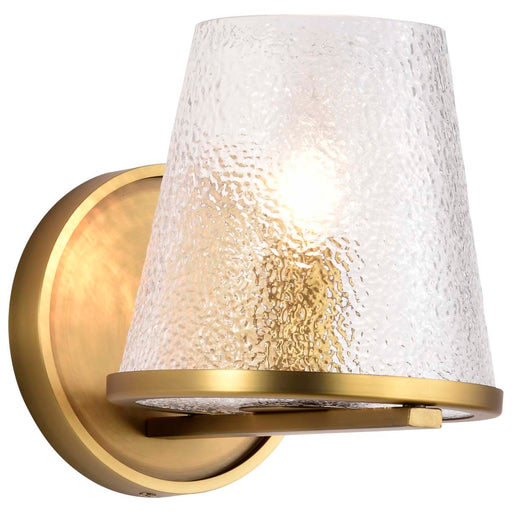 Vanity Nuvo 60-8261 Valentine - 1 Light Vanity - Vintage Brass Finish - Hammered Glass Nuvo
