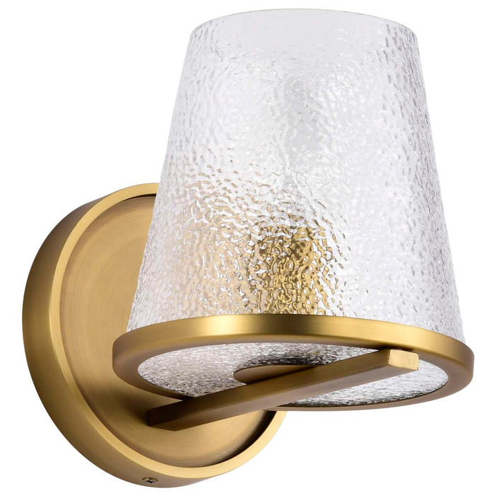 Vanity Nuvo 60-8261 Valentine - 1 Light Vanity - Vintage Brass Finish - Hammered Glass Nuvo