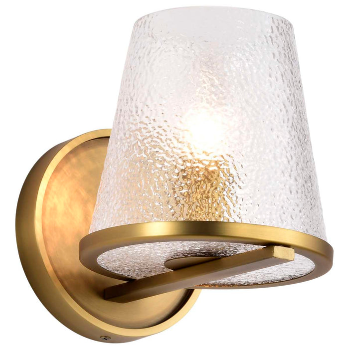 Vanity Nuvo 60-8261 Valentine - 1 Light Vanity - Vintage Brass Finish - Hammered Glass Nuvo