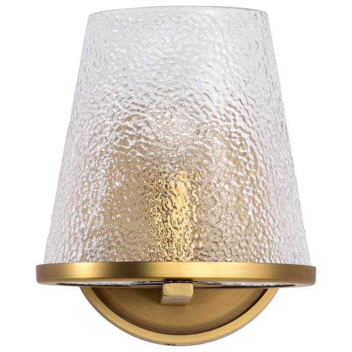 Vanity Nuvo 60-8261 Valentine - 1 Light Vanity - Vintage Brass Finish - Hammered Glass Nuvo