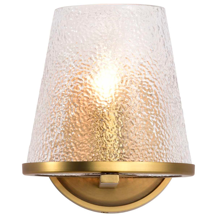 Vanity Nuvo 60-8261 Valentine - 1 Light Vanity - Vintage Brass Finish - Hammered Glass Nuvo