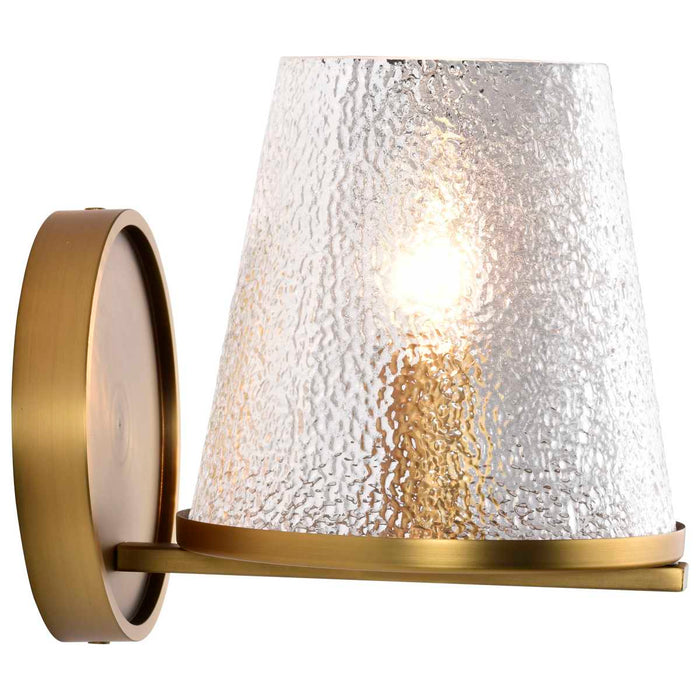 Vanity Nuvo 60-8261 Valentine - 1 Light Vanity - Vintage Brass Finish - Hammered Glass Nuvo