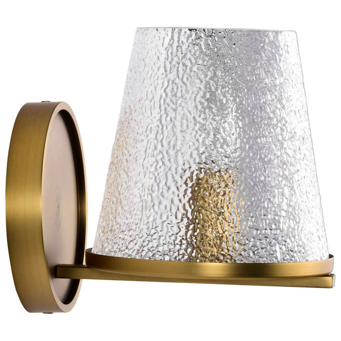 Vanity Nuvo 60-8261 Valentine - 1 Light Vanity - Vintage Brass Finish - Hammered Glass Nuvo