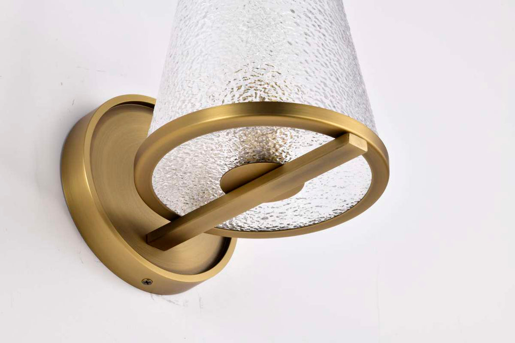 Vanity Nuvo 60-8261 Valentine - 1 Light Vanity - Vintage Brass Finish - Hammered Glass Nuvo