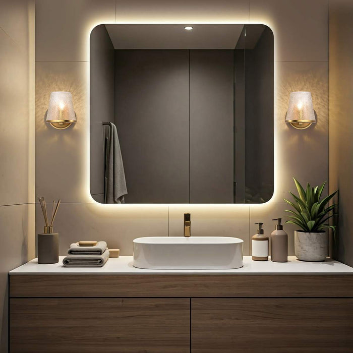 Vanity Nuvo 60-8261 Valentine - 1 Light Vanity - Vintage Brass Finish - Hammered Glass Nuvo