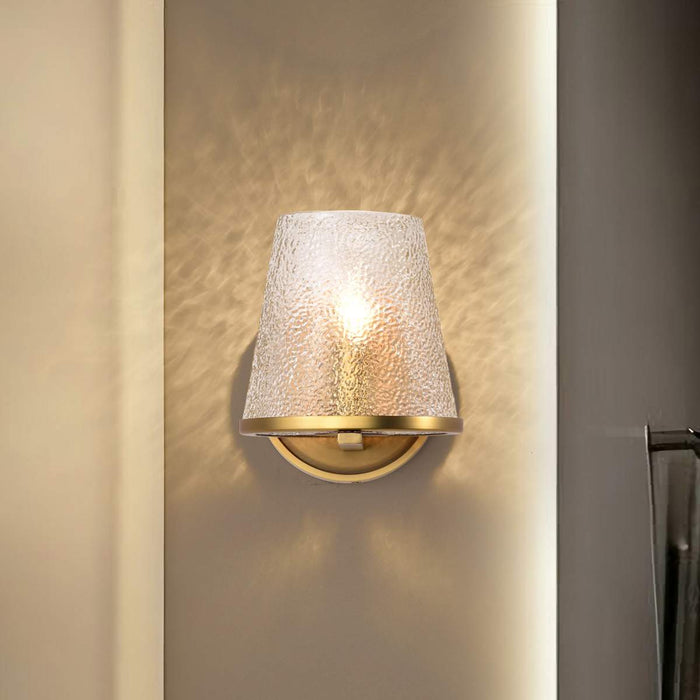 Vanity Nuvo 60-8261 Valentine - 1 Light Vanity - Vintage Brass Finish - Hammered Glass Nuvo
