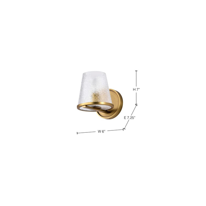 Vanity Nuvo 60-8261 Valentine - 1 Light Vanity - Vintage Brass Finish - Hammered Glass Nuvo