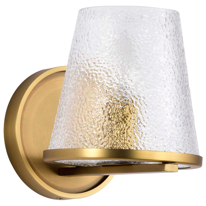 Vanity Nuvo 60-8261 Valentine - 1 Light Vanity - Vintage Brass Finish - Hammered Glass Nuvo