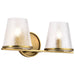 Vanity Nuvo 60-8262 Valentine - 2 Light Vanity - Vintage Brass Finish - Hammered Glass Nuvo