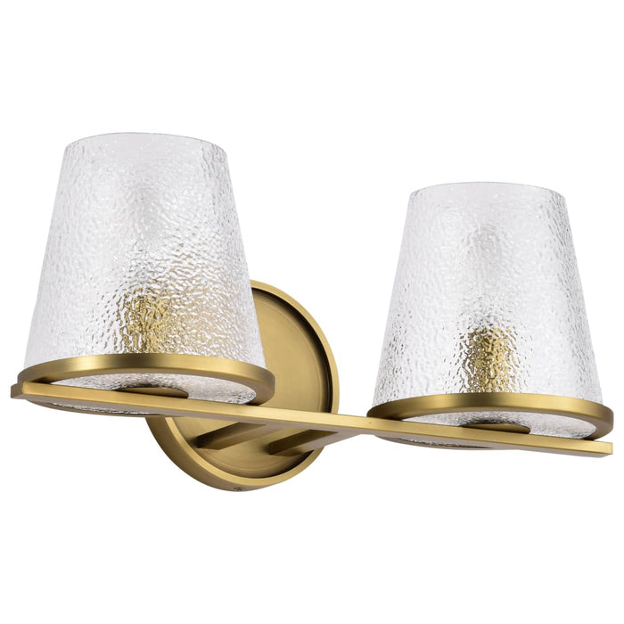 Vanity Nuvo 60-8262 Valentine - 2 Light Vanity - Vintage Brass Finish - Hammered Glass Nuvo