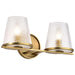 Vanity Nuvo 60-8262 Valentine - 2 Light Vanity - Vintage Brass Finish - Hammered Glass Nuvo