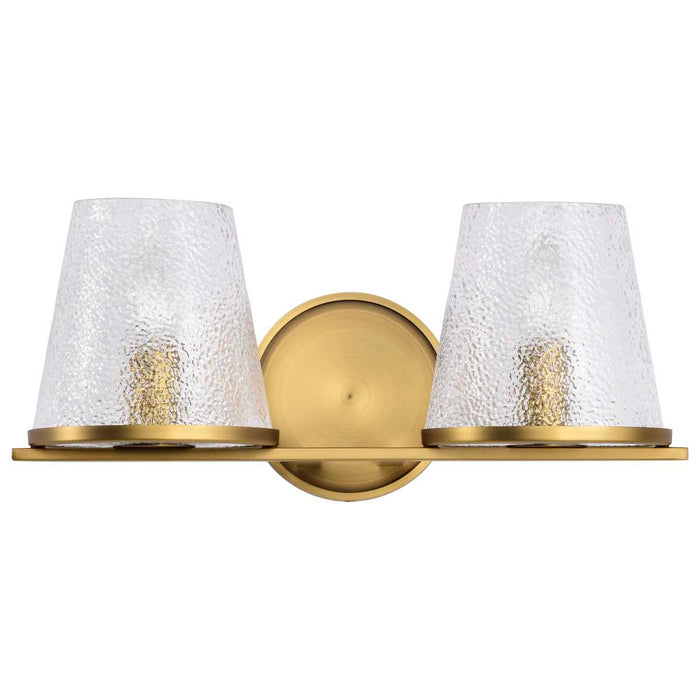 Vanity Nuvo 60-8262 Valentine - 2 Light Vanity - Vintage Brass Finish - Hammered Glass Nuvo