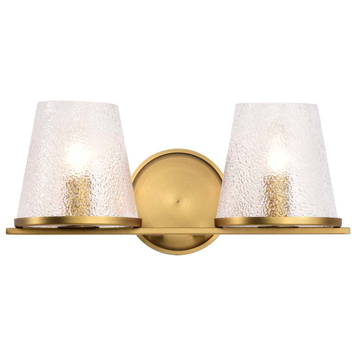 Vanity Nuvo 60-8262 Valentine - 2 Light Vanity - Vintage Brass Finish - Hammered Glass Nuvo