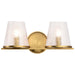 Vanity Nuvo 60-8262 Valentine - 2 Light Vanity - Vintage Brass Finish - Hammered Glass Nuvo