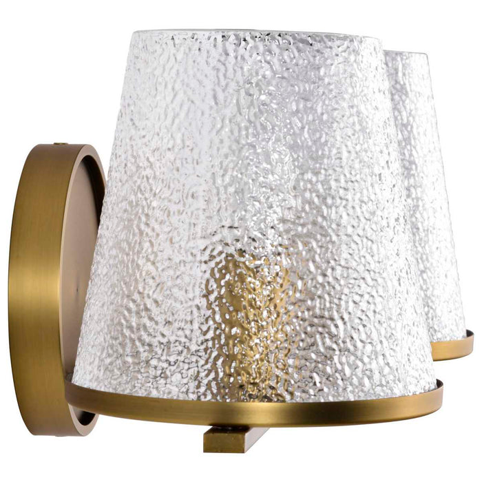 Vanity Nuvo 60-8262 Valentine - 2 Light Vanity - Vintage Brass Finish - Hammered Glass Nuvo
