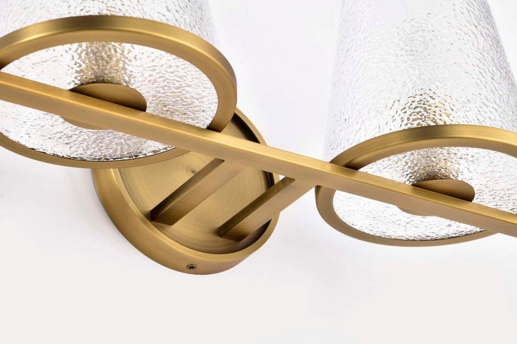 Vanity Nuvo 60-8262 Valentine - 2 Light Vanity - Vintage Brass Finish - Hammered Glass Nuvo