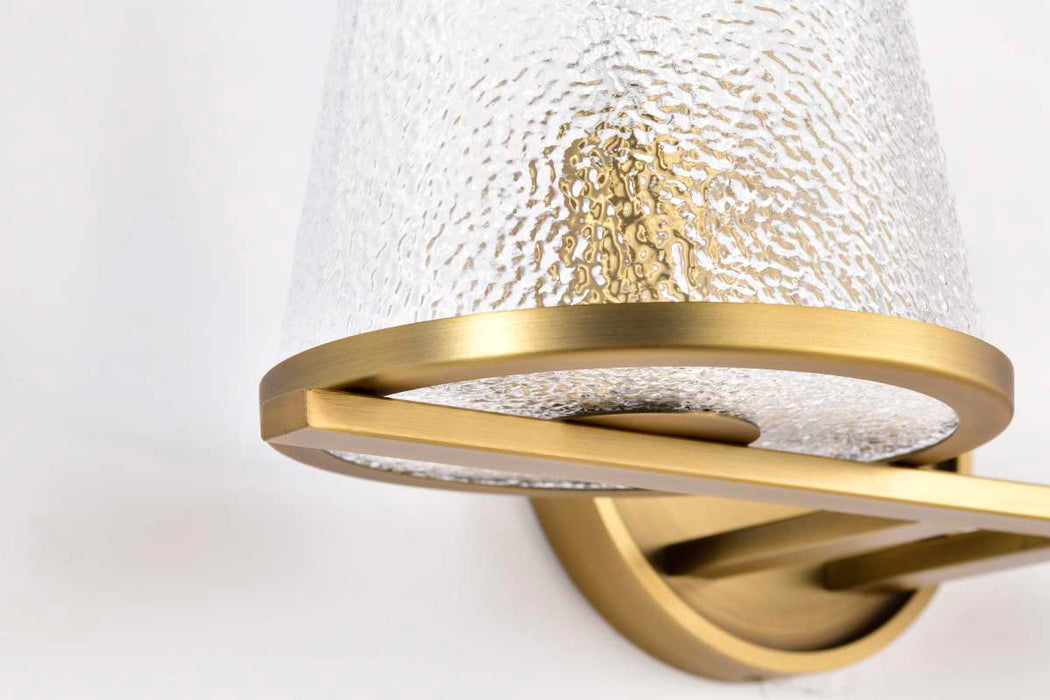 Vanity Nuvo 60-8262 Valentine - 2 Light Vanity - Vintage Brass Finish - Hammered Glass Nuvo