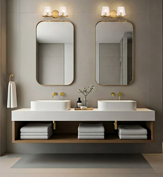 Vanity Nuvo 60-8262 Valentine - 2 Light Vanity - Vintage Brass Finish - Hammered Glass Nuvo