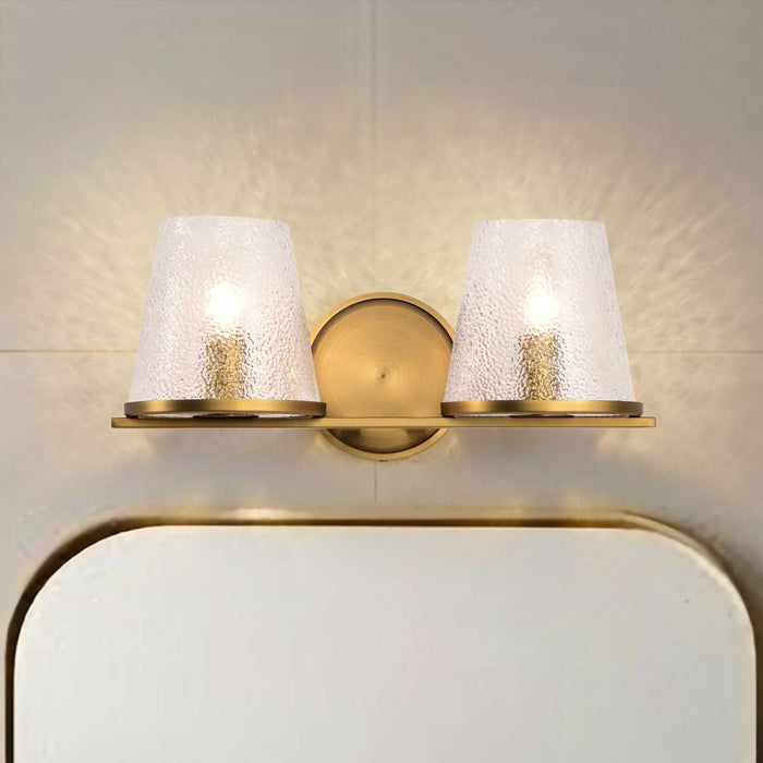 Vanity Nuvo 60-8262 Valentine - 2 Light Vanity - Vintage Brass Finish - Hammered Glass Nuvo