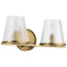 Vanity Nuvo 60-8262 Valentine - 2 Light Vanity - Vintage Brass Finish - Hammered Glass Nuvo