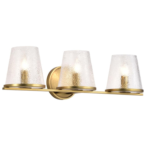 Vanity Nuvo 60-8263 Valentine - 3 Light Vanity - Vintage Brass Finish - Hammered Glass Nuvo