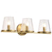 Vanity Nuvo 60-8263 Valentine - 3 Light Vanity - Vintage Brass Finish - Hammered Glass Nuvo