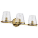 Vanity Nuvo 60-8263 Valentine - 3 Light Vanity - Vintage Brass Finish - Hammered Glass Nuvo