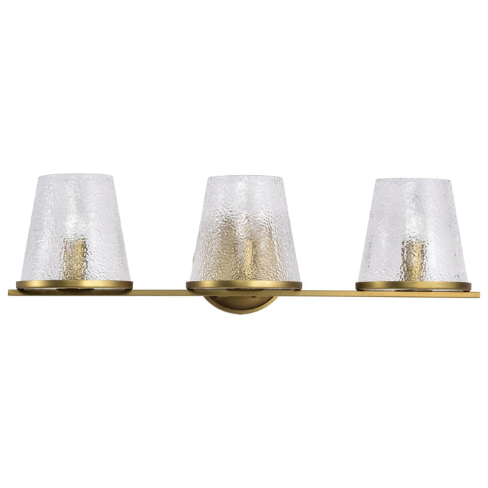 Vanity Nuvo 60-8263 Valentine - 3 Light Vanity - Vintage Brass Finish - Hammered Glass Nuvo