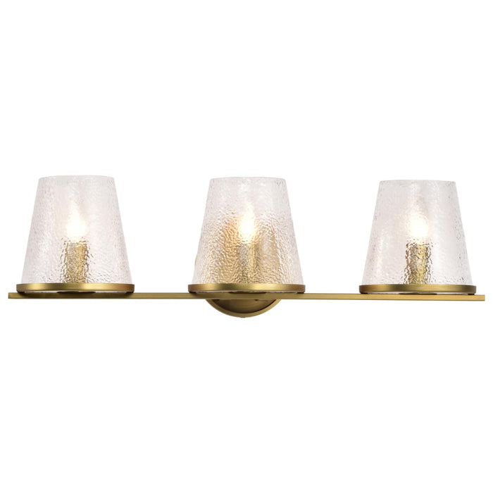 Vanity Nuvo 60-8263 Valentine - 3 Light Vanity - Vintage Brass Finish - Hammered Glass Nuvo