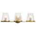 Vanity Nuvo 60-8263 Valentine - 3 Light Vanity - Vintage Brass Finish - Hammered Glass Nuvo