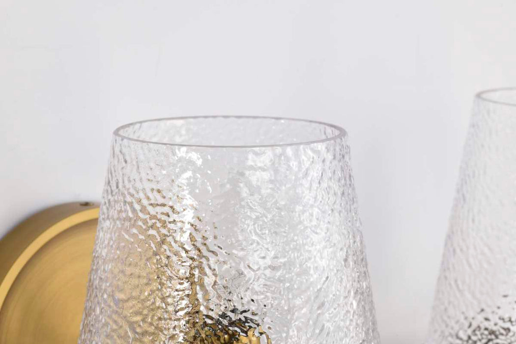 Vanity Nuvo 60-8263 Valentine - 3 Light Vanity - Vintage Brass Finish - Hammered Glass Nuvo