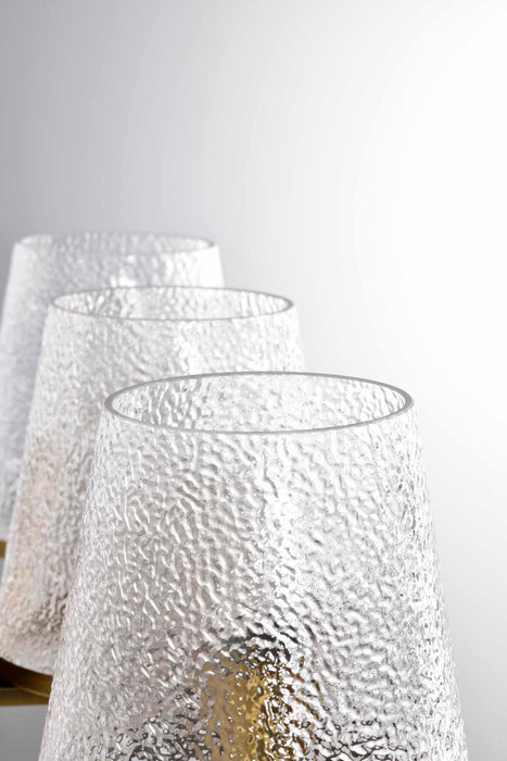 Vanity Nuvo 60-8263 Valentine - 3 Light Vanity - Vintage Brass Finish - Hammered Glass Nuvo