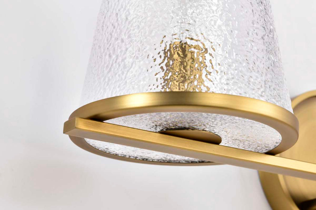 Vanity Nuvo 60-8263 Valentine - 3 Light Vanity - Vintage Brass Finish - Hammered Glass Nuvo